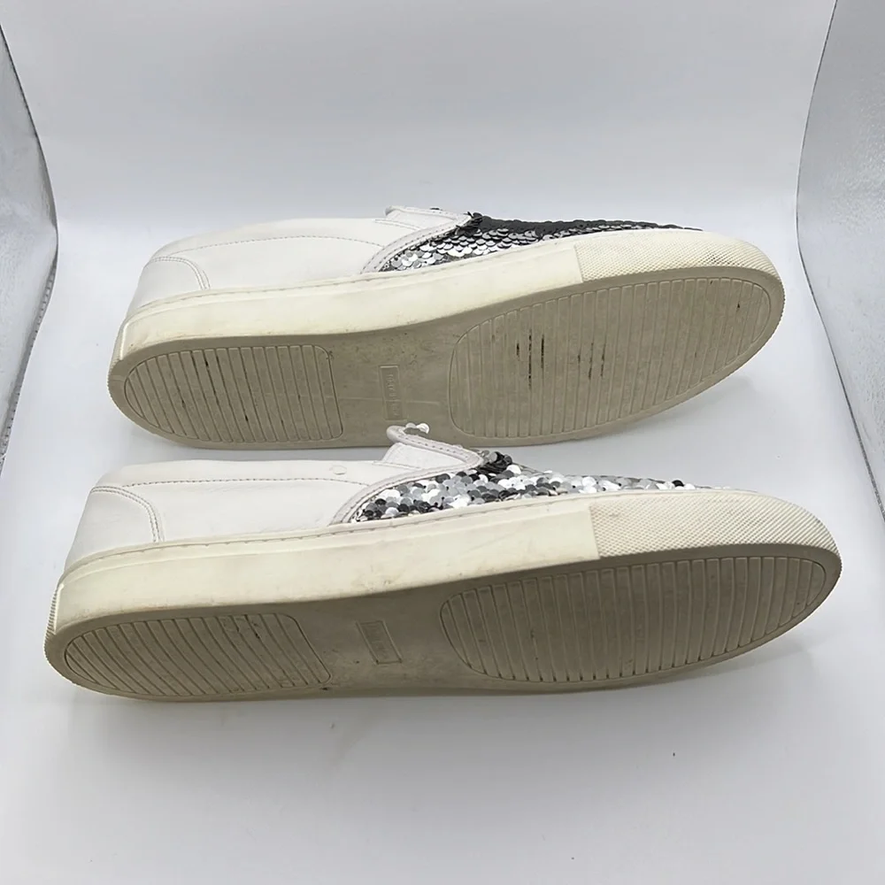 Tory Burch Carter Slip On Sneakers Loafers Shoes Sequins White Black Womens 10 - Picture 16 of 16